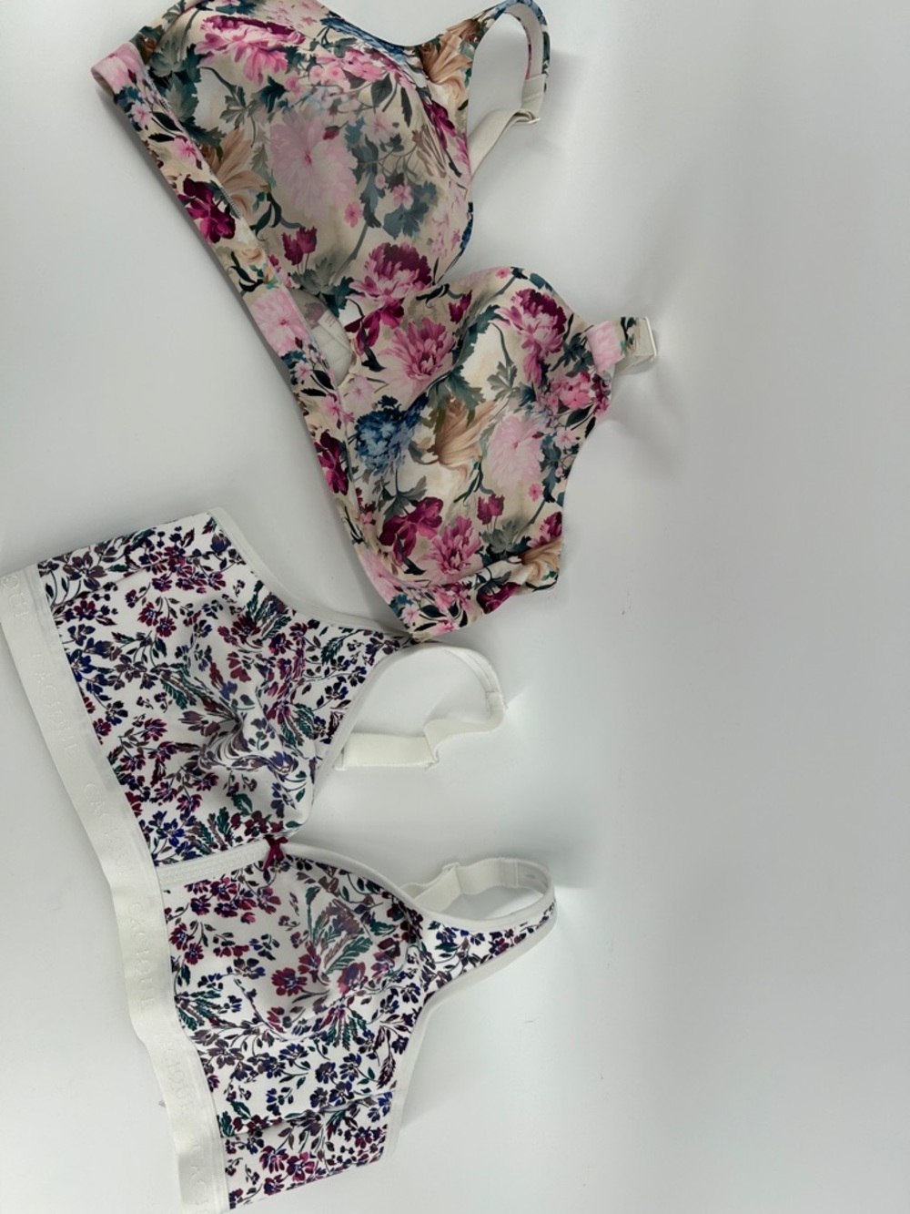 Cacique Lane Bryant Lightly Lined No-Wire Floral Print Bras Women's Sz 46 D